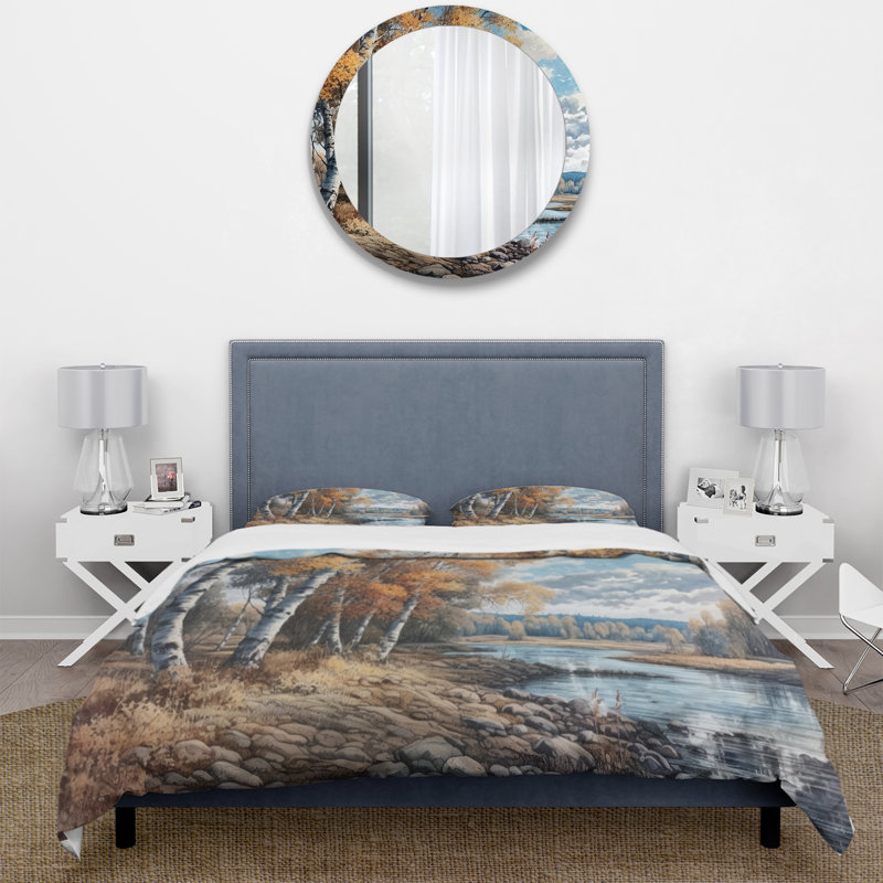 Ensemble de housse de couette en microfibre / polyester Forest And Pond Tranquility II Bedding