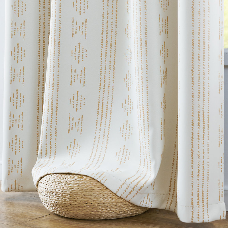 Ayani Bohemian Blackout Curtain Panel, 52" W x 63" L, Beige/Taupe