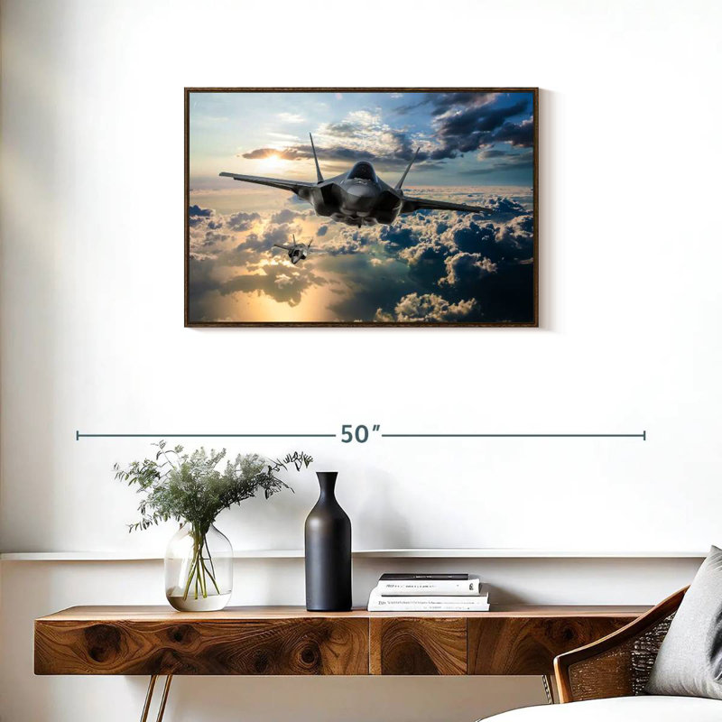 F35 Fighter Jet, Floating Frame Walnut, 31" X 21"