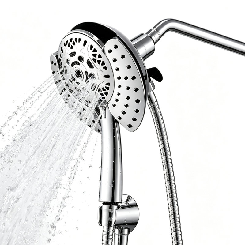 Pommeau de douche 2 en 1 avec douchette à main – Haute pression, débit de 1,8 GPM, Silver