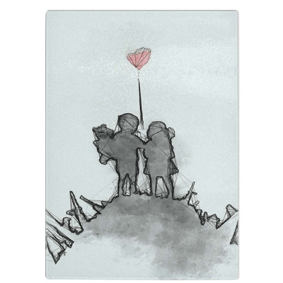 Tempered Glass Boy and Girl with Balloon Chopping Board