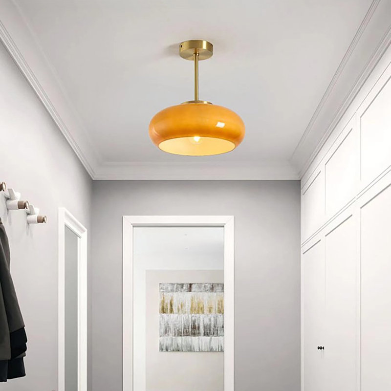 Aishi Glass Semi Flush Mount, Orange