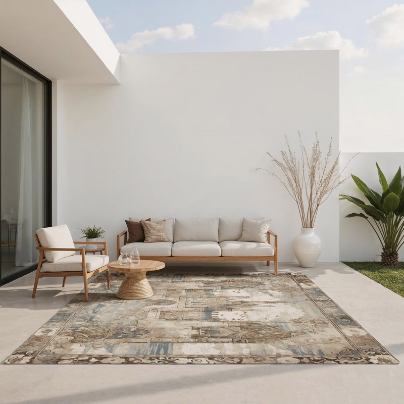 Bannered Hall Indoor And Outdoor Area Rug, Rectangle 3' x 5'