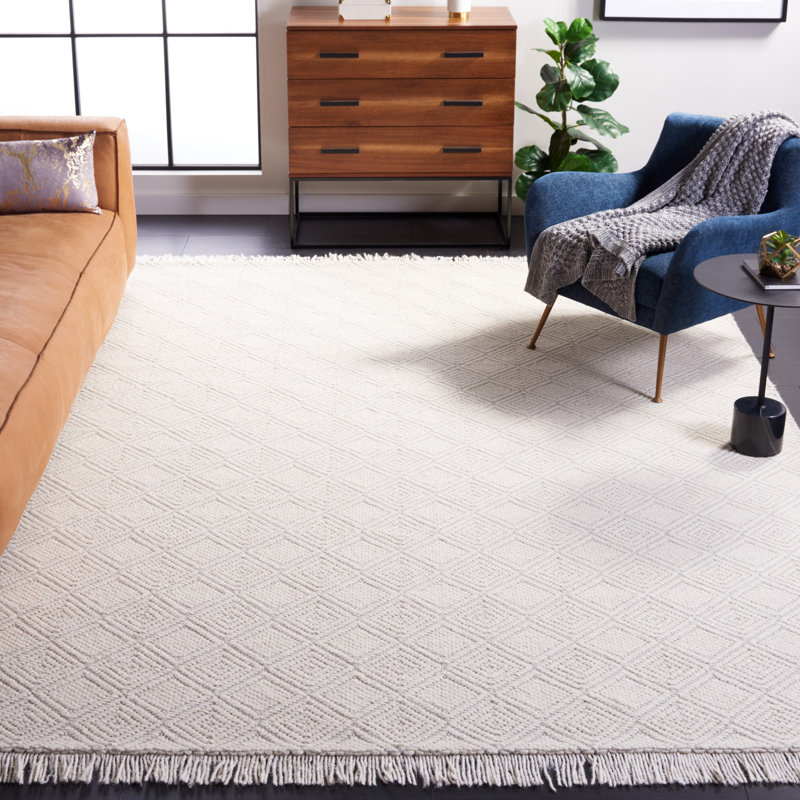 Abianna Hand Woven Wool And Cotton Geometric Rug, Rectangle 8' x 10'