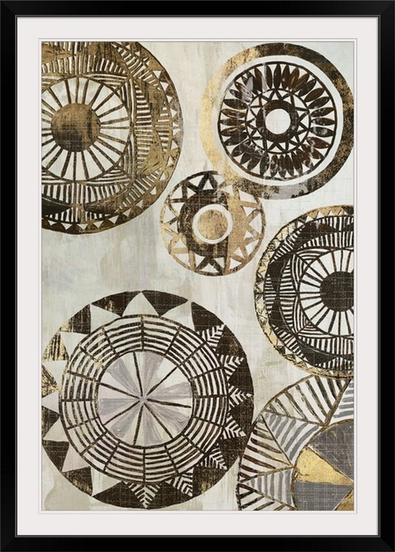 « ii » tom reeves, impression African Rings, H 26 po x l 20 po x P 1 po, Cadre noir