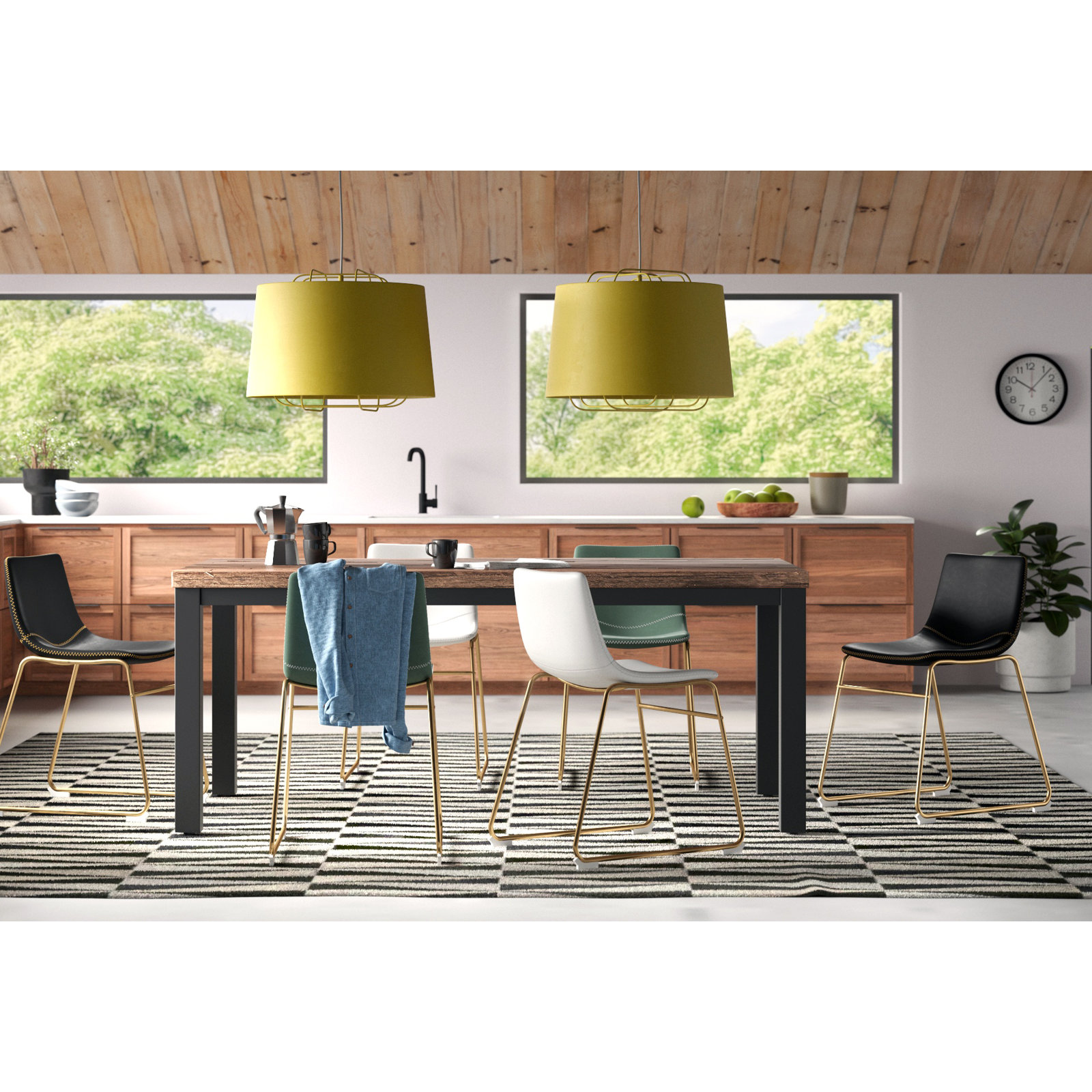 Perimeter Single Light Steel Dimmable Pendant, Olive, 17" H x 23" W x 23" D