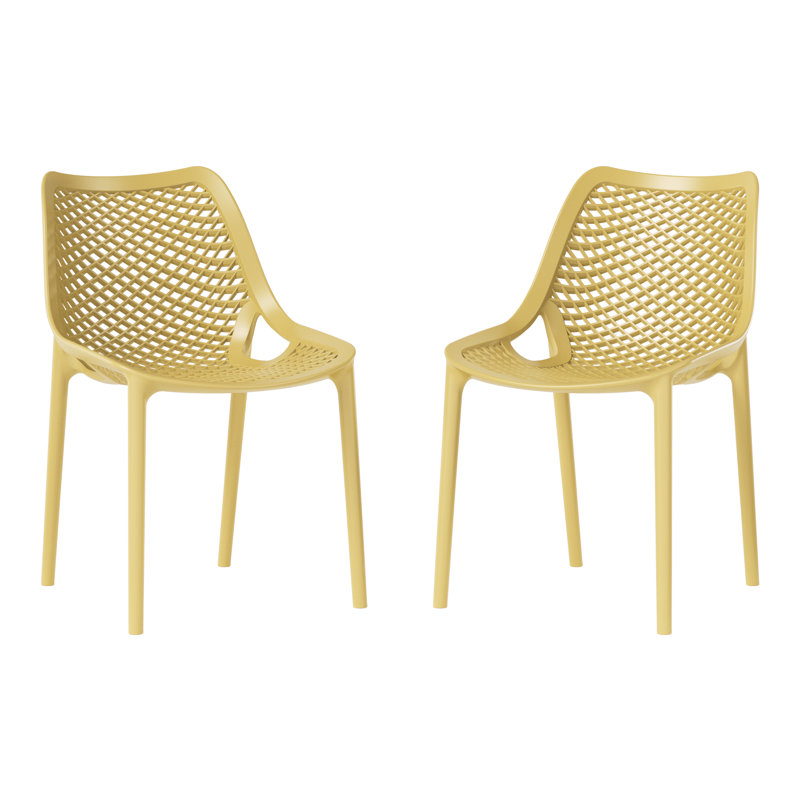 Outdoor Stacking Dining Side Chair (Set Of 2), Yellow