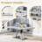 70.08'' Luxury Rectangular Faux Marble Dining Table With White Marble Top & X-Shaped Stainless Steel Base-672733985