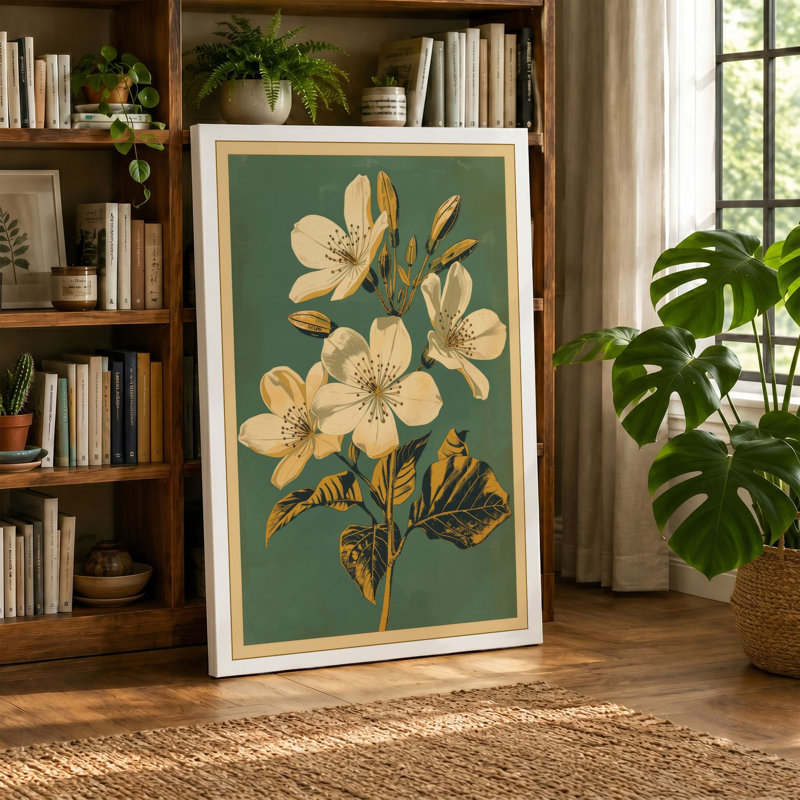 Pale Lily Study Botanical - Wrapped Canvas, 30x20 - 76.2 x 50.8 cm, Black Border