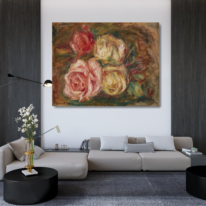 "Roses" par Pierre-Auguste Renoir - Art sur toile tendue avec châssis