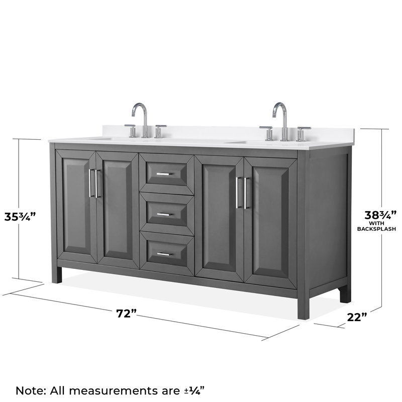 Daria 72 in. with Mirror Vanity, White Quartz, Gray, Polished Chrome