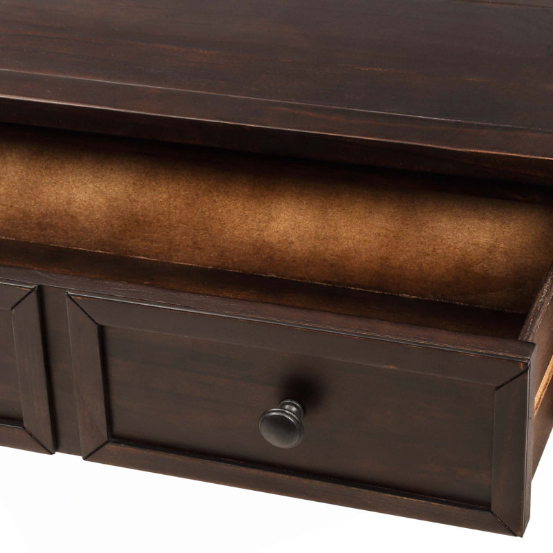 Console en bois avec 2 tiroirs et tablette inférieure Sheen, Espresso