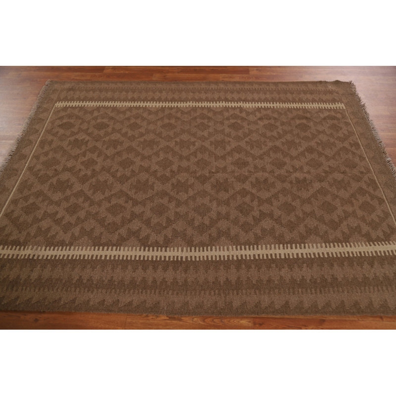 Brown Kilim Handmade Area Rug 5x6