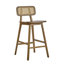 Ensemble de 2 tabourets de bar en bois Bari - finition noyer avec détails en bois cintré et rotin
