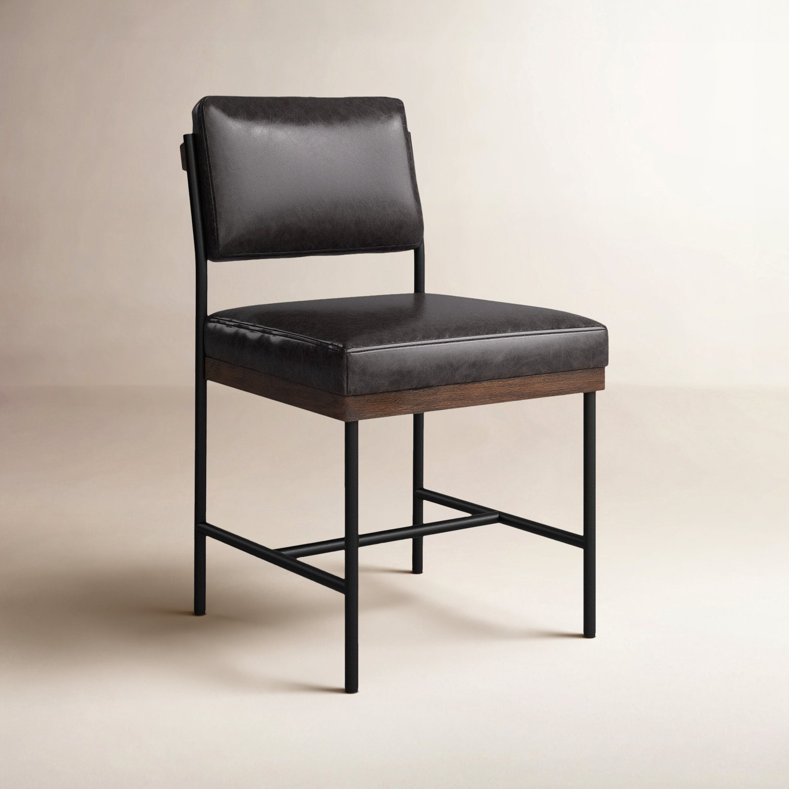 Popovich Genuine Leather Dining Chair, Black