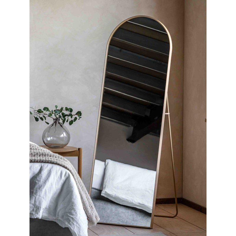 Plastic Rectangle Wall Cheval Mirror, Light Wood