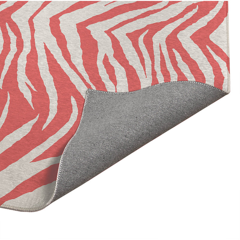 Tapis de cuisine Zebra Patch, Rectangle 5 pi x 7 pi, Vieux rose