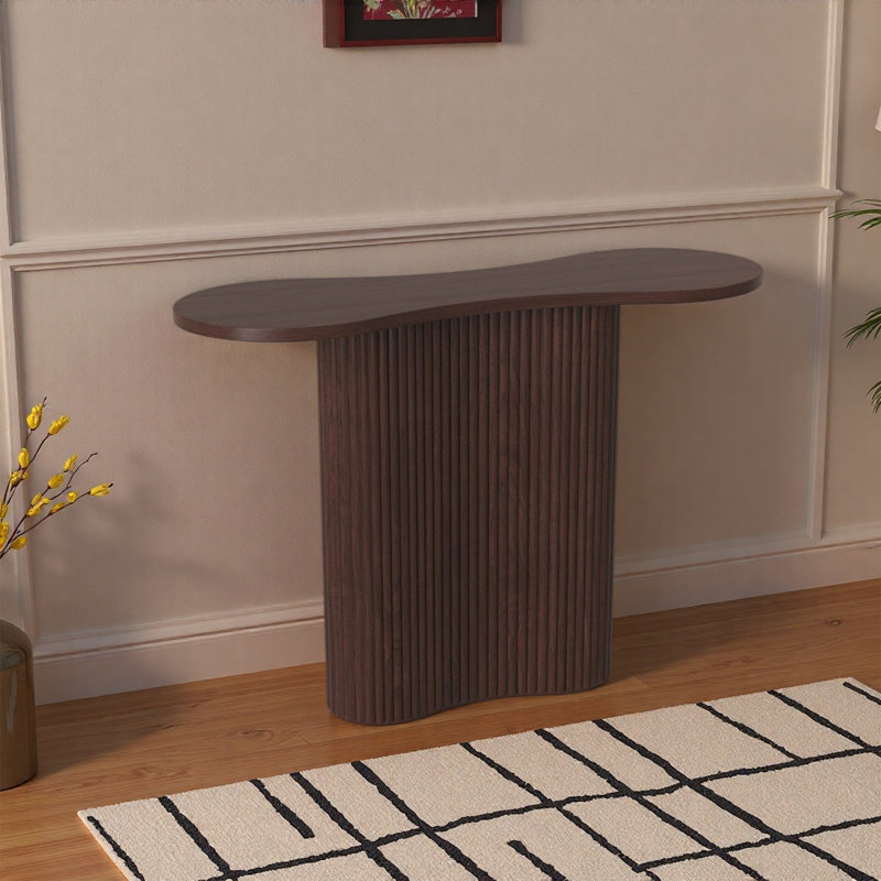 Console en bois avec pieds en métal, Walnut, H 31,5 po x l 39,37 po x P 11,02 po