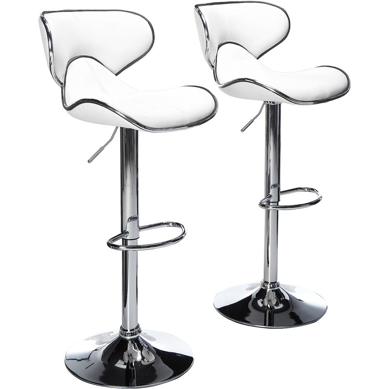 Leopoldo Swivel Upholstered Adjustable with Metal Frame, White