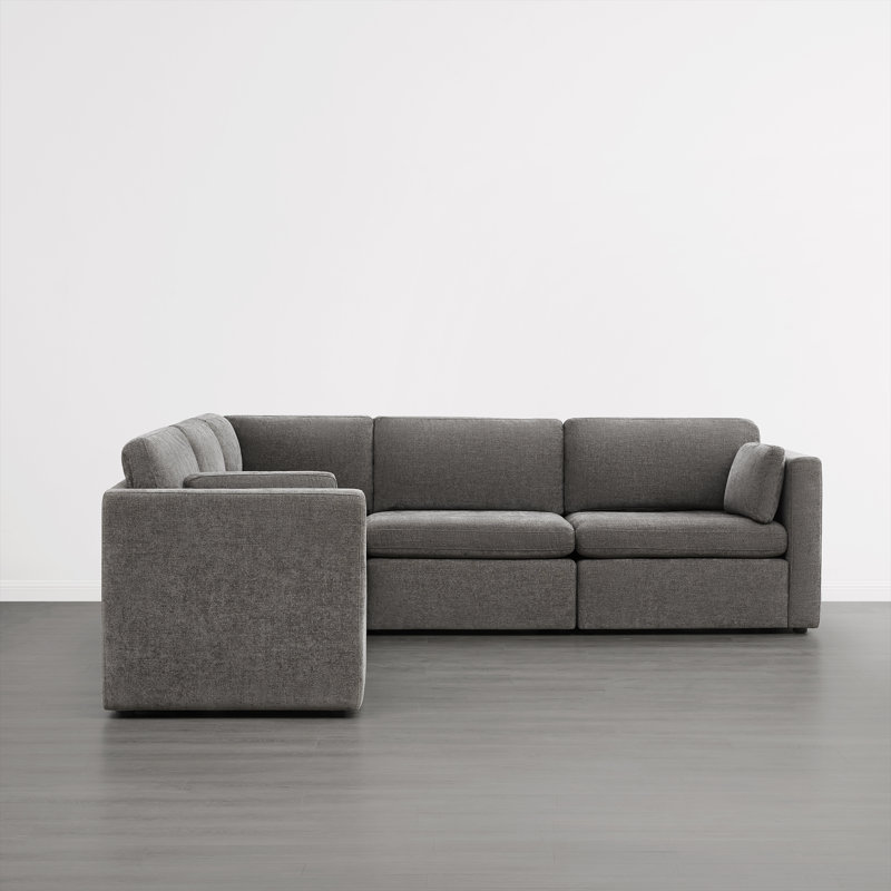 Canapé modulaire rembourré 5 pièces Winfree, Gris fossile