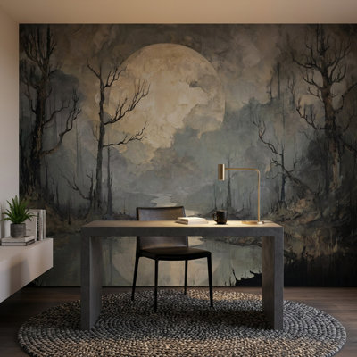 Papier peint éthéré paysage abstrait lune