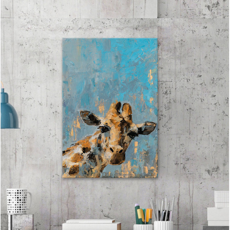 Oh Giraffe Wrapped Canvas Painting, 38cm H x 25cm W x 3.81cm D