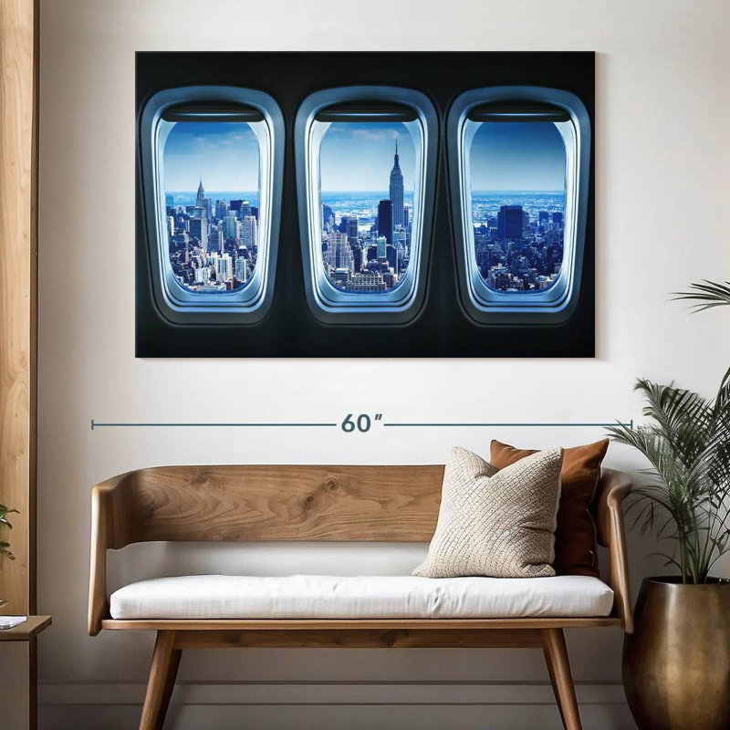 Mehar NY depuis une fenêtre d'avion, H 34 po x l 51 po