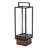 20" Black And Brown Metal And Solid Wood Tabletop Lantern Candle Holder