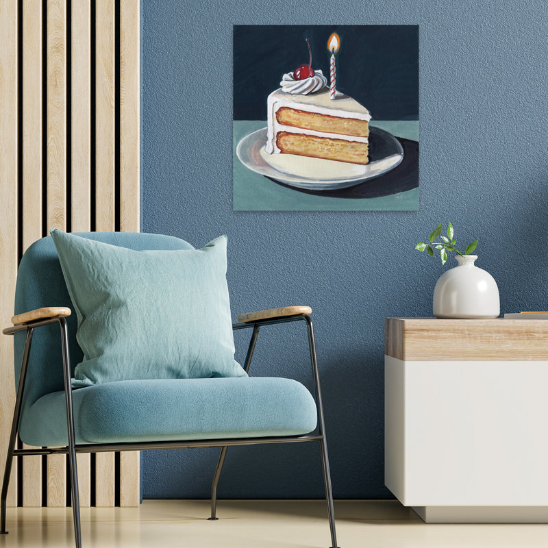 Birthday Slice With Cherry Contemporary Art, 18" H x 18" W