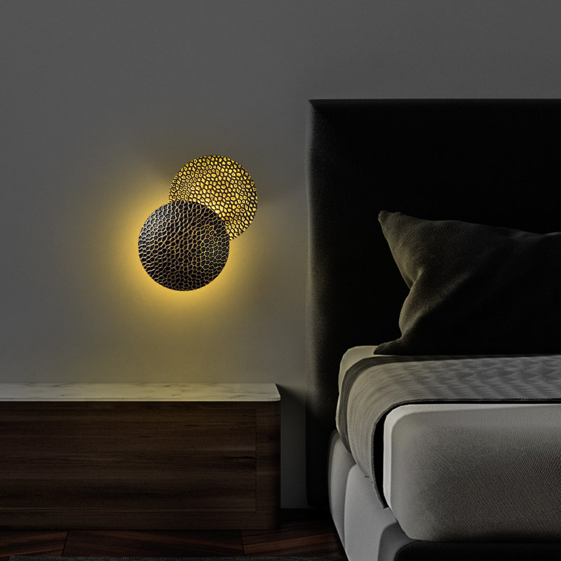Elegant Wall Lamp with Metal Body, Black & Gold Finish, 8.3 x 8.3 x 5.9 Inches | SMD LED Socket, 5W 3000K | Stylish Lighting Fixture for Modern Home Décor, IP20 Rated, Perfect for Living Room & Bedroom