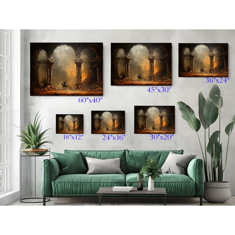 Impression sur toile, ruines médiévales, décoration murale moderne pour la maison et le bureau, H 30 po x l 45 po
