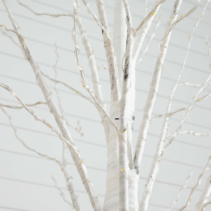 7ft. Pre-Lit Artificial White Birch Tree with 400 Warm White LED Lights