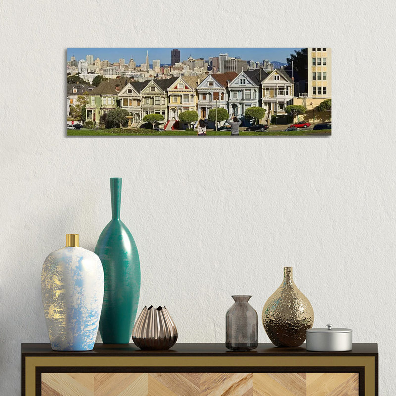 Famous Row Of Victorian Houses Called Painted Ladies, San Francisco - Wrapped Canvas Panoramic Print