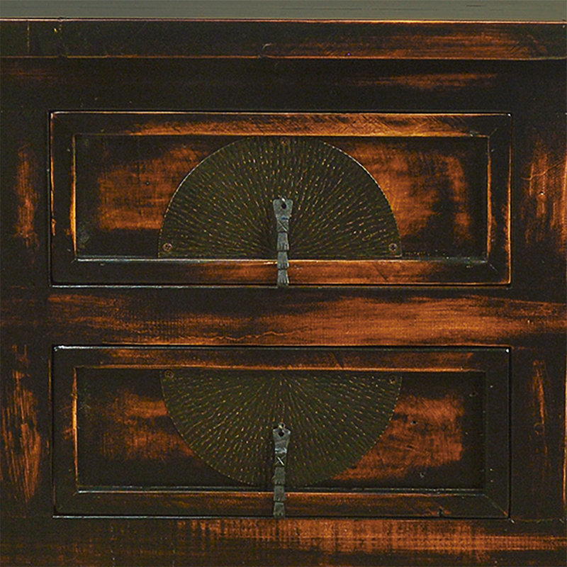 Six-Drawer Black Wash Buffet with Iron Inserts