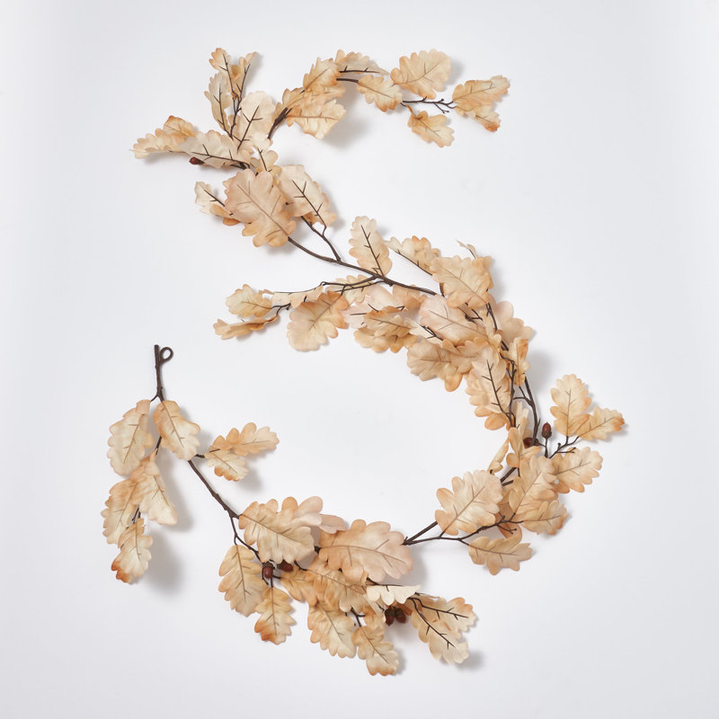 Guirlande de feuilles de chêne crème et gland d'automne brun
