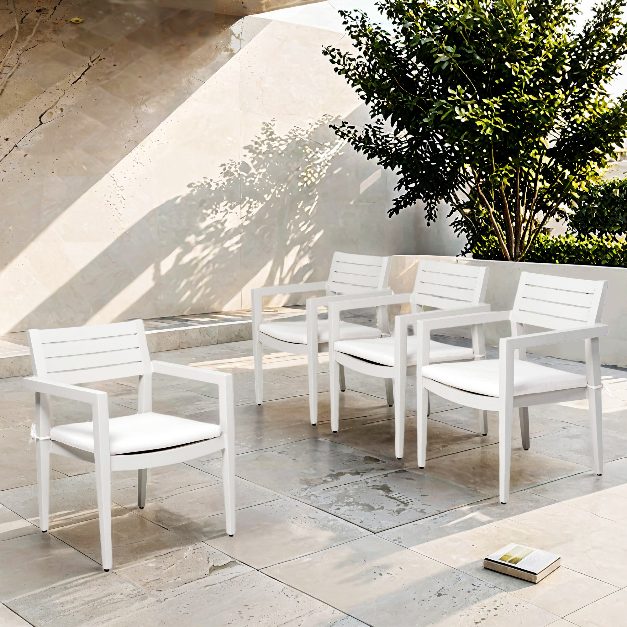 Wildon Home® Outdoor Patio Aluminum Stationary Dining Chairs 4PCS