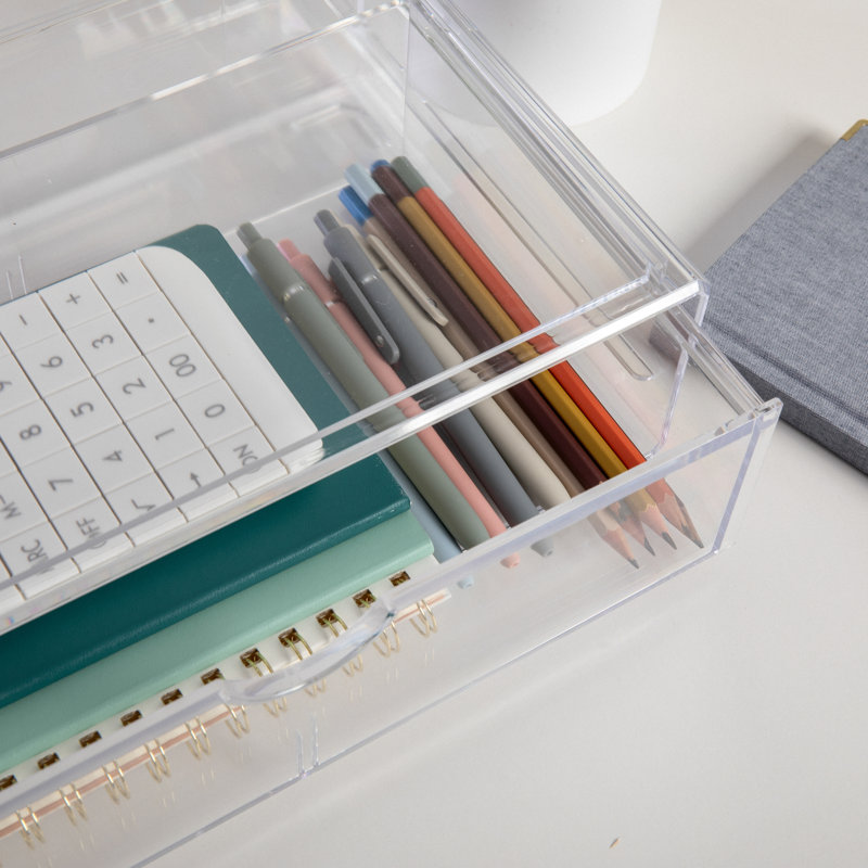 Clear Plastic Stackable Office Organizer with Drawer