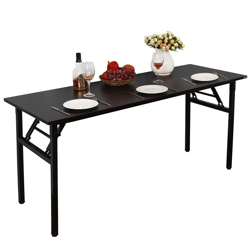 Katie Adjustable Metal Base Computer Desk, 29.5" H x 63" W x 23.6" D, Black/Black