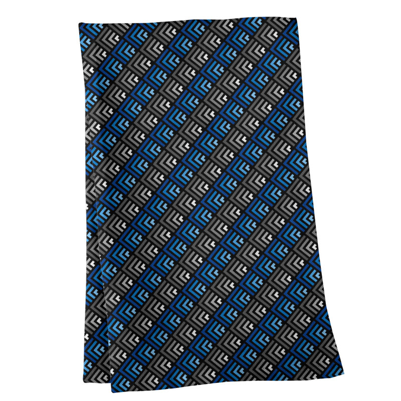 Torchon à motif géométrique à rayures, Croisé en coton, Bleu marine / pièce de monnaie