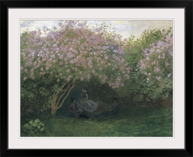 «Lilacs, Gray Weather» par Claude Monet, reproduction d'art, Cadre noir, H 35 po x l 44 po x P 1 po