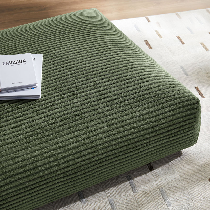 Solace Modular Upholstered Fabric Ottoman, Fern Corduroy