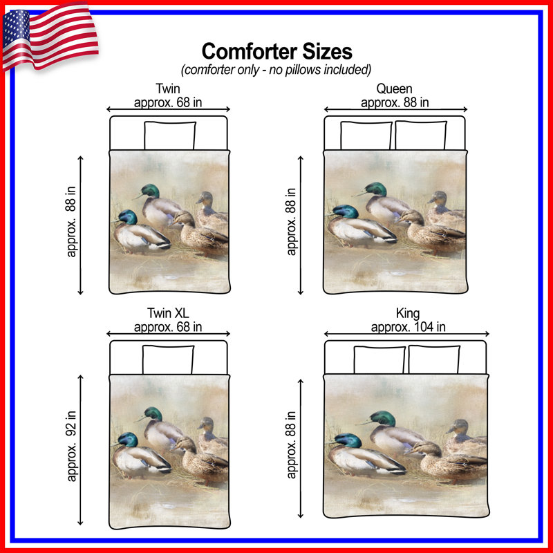 Mallard Ducks In Field Comforter, Twin Extra Long