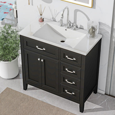Meuble-lavabo simple avec plateau en céramique 35,98 po.