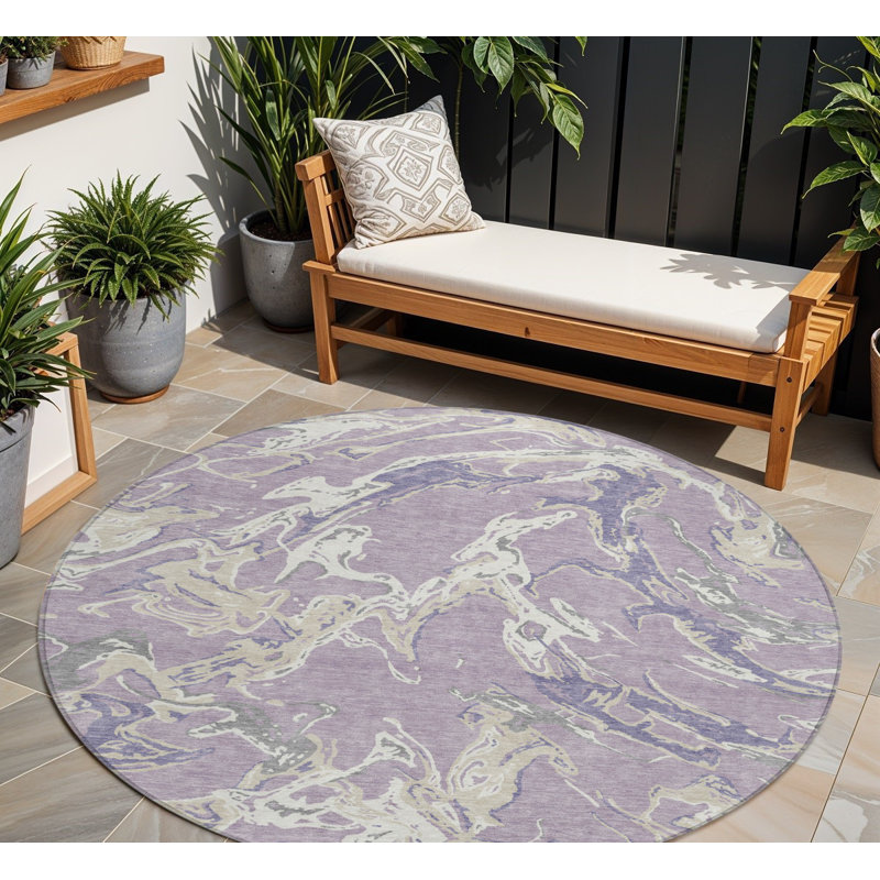 Tapis rond lavable et ivoire 8 po