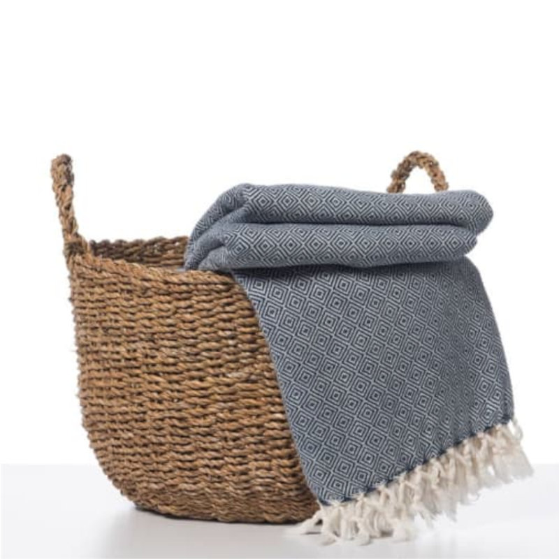 Jeté en coton Elmas, Bleu marine