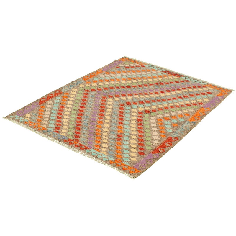 Tapis décoratif en laine noué à la main de conception unique 5 pi 1 po x 6 pi 7 po noué à la main New Age