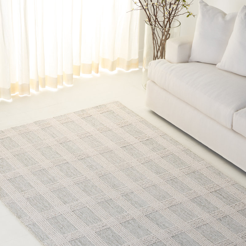 Larl 6931 touffeté à la main 85% laine; Tapis géométrique 15% coton, Rectangulaire 8 pi x 10 pi