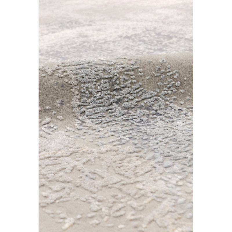Modern Hand Knotted Abstract Area Rug in Gray/Purple, Rectangle 12'4" x 15'5"