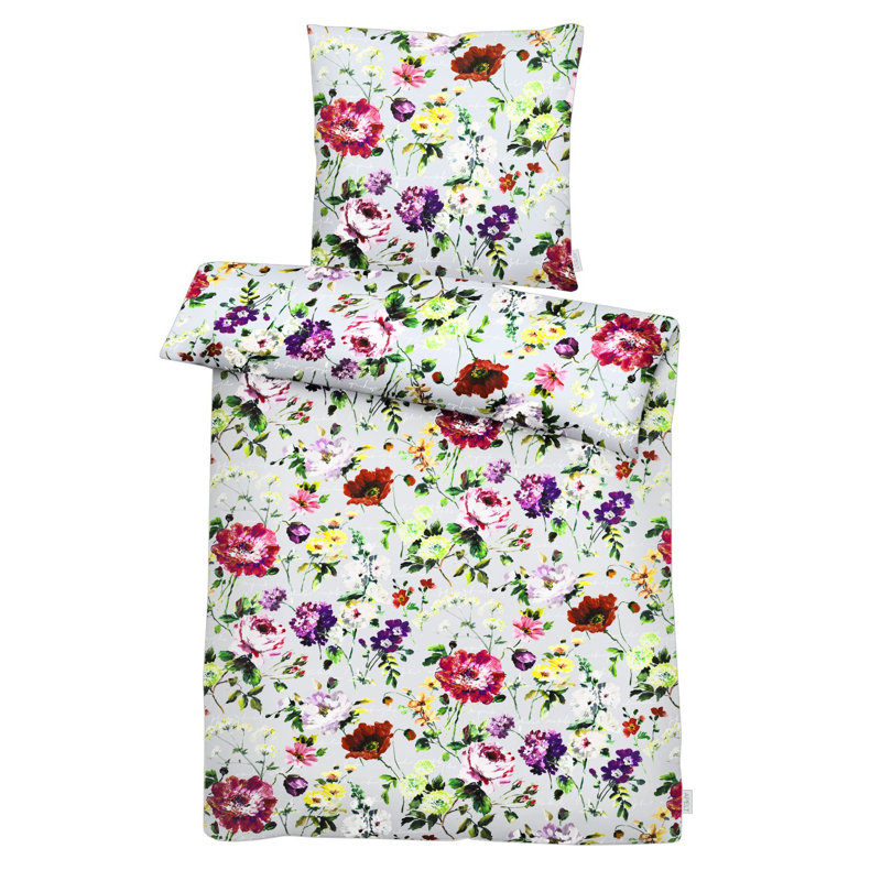 Organic Cotton Floral Duvet Cover Set with Pillowcases, 135 x 200cm