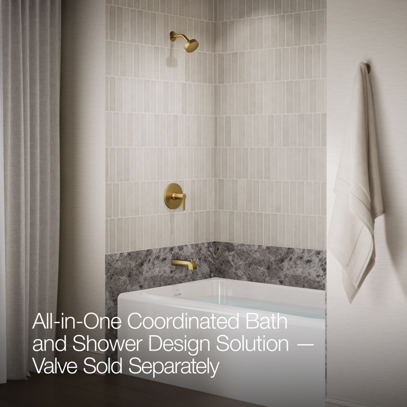 Pitch Rite-Temp Bath And Shower Trim Kit 2.5 GPM, Vibrant Brushed Moderne Brass